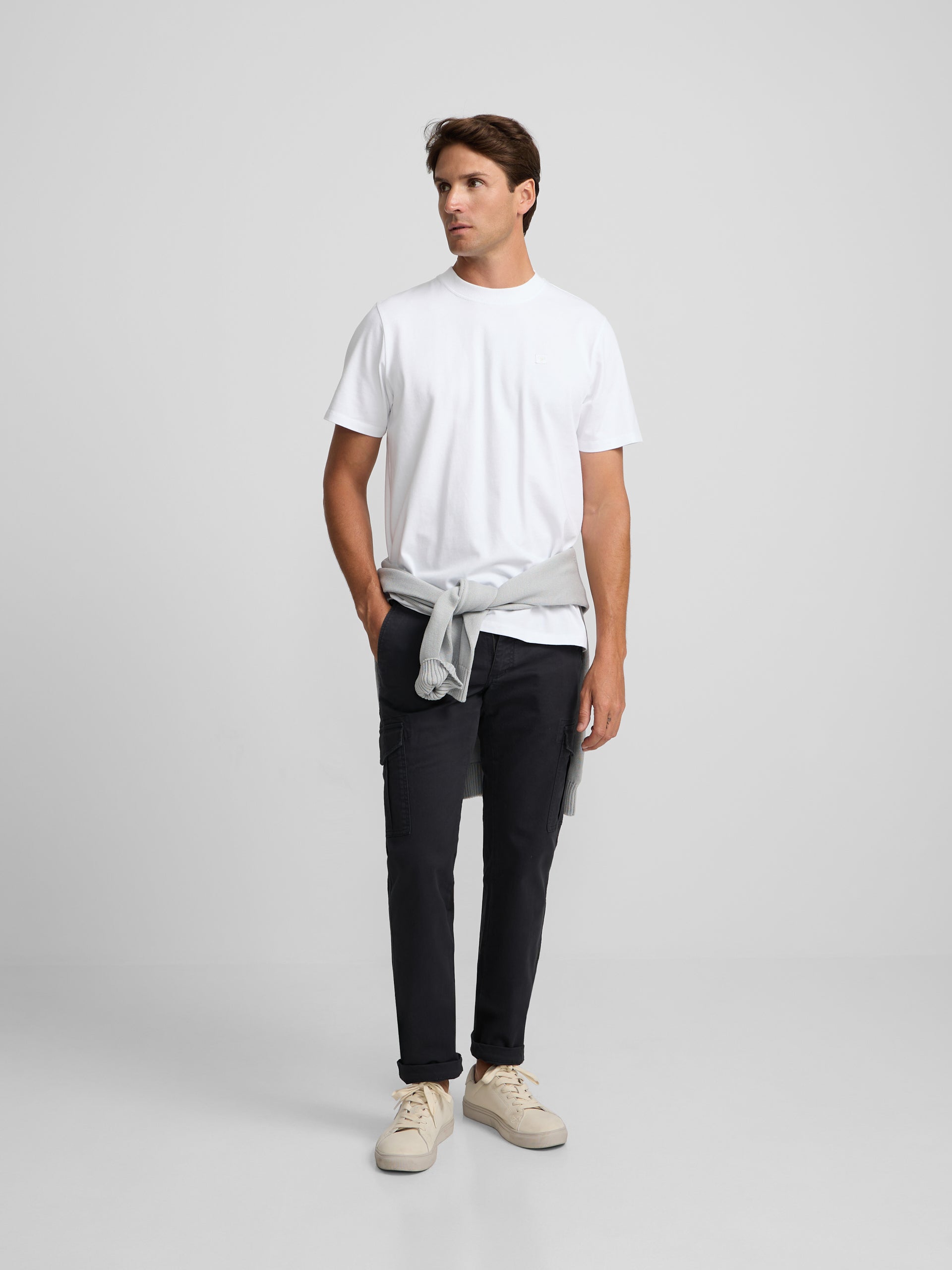 T-shirt lisa minilogo emblema branco