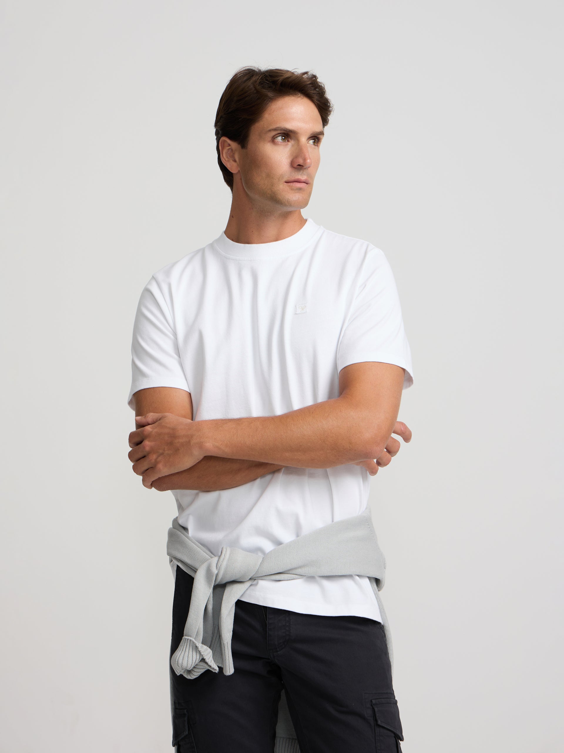 T-shirt lisa minilogo emblema branco