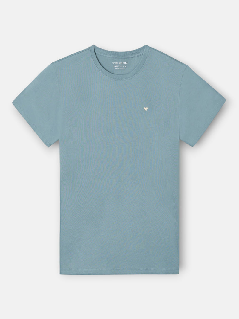Classic T-shirt with mini terry logo in petroleum