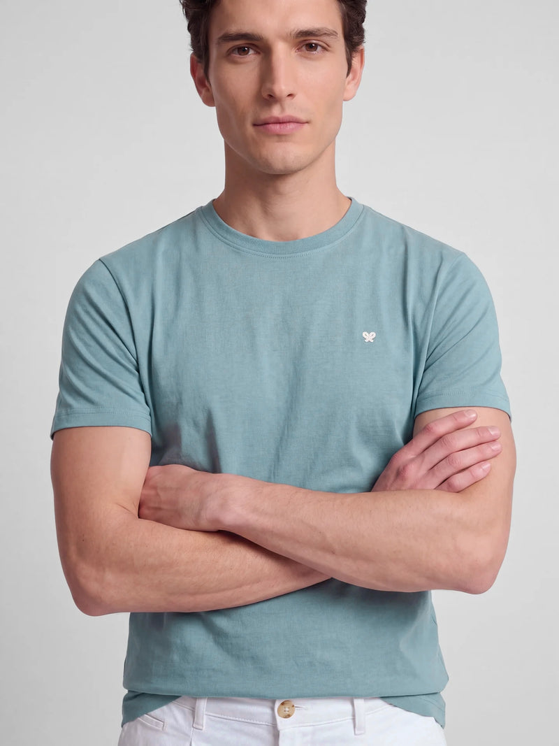 Classic T-shirt with mini terry logo in petroleum