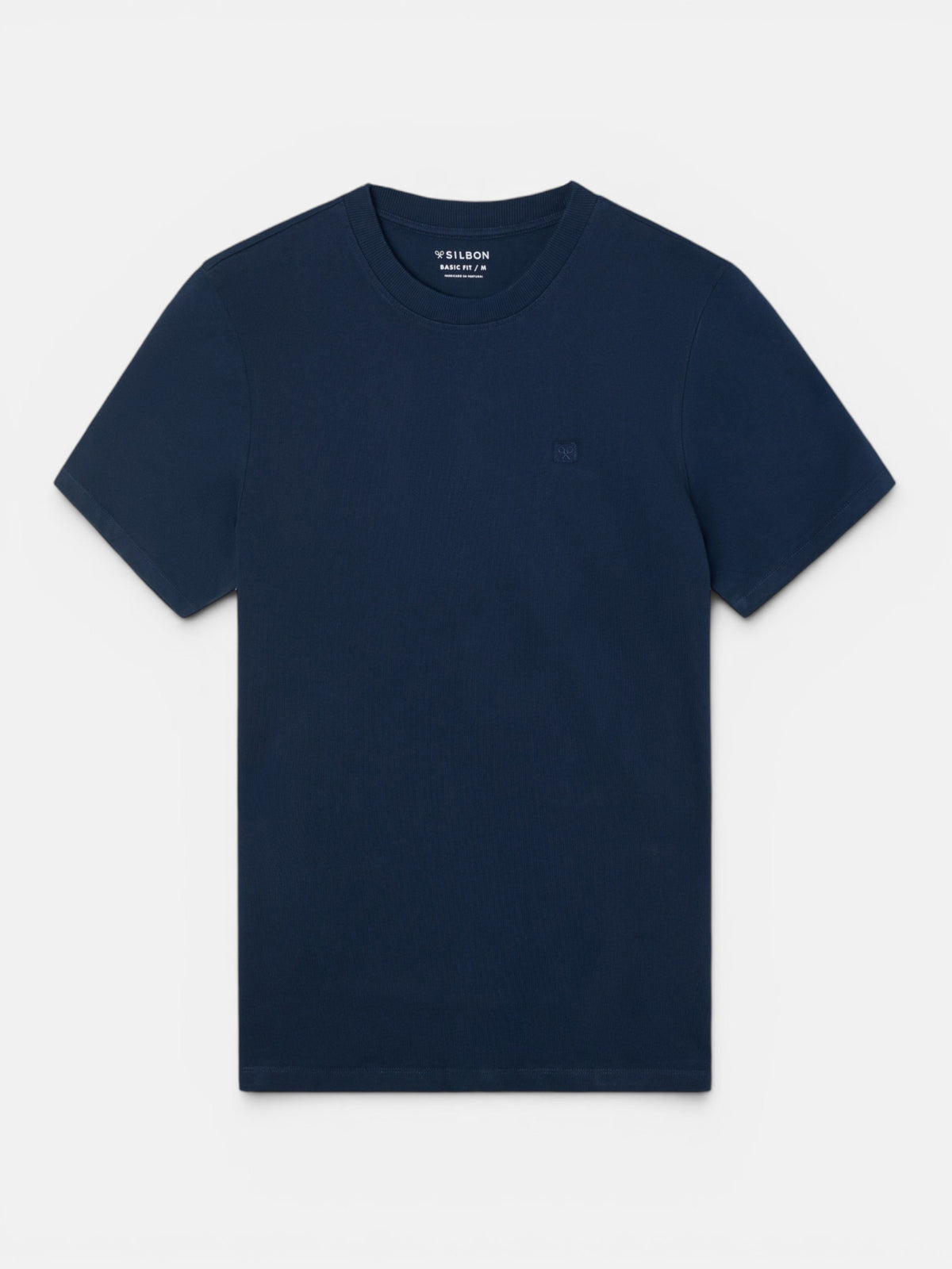 Camiseta lisa minilogo parche azul marino