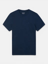 T-shirt lisa minilogo emblema azul-marinho