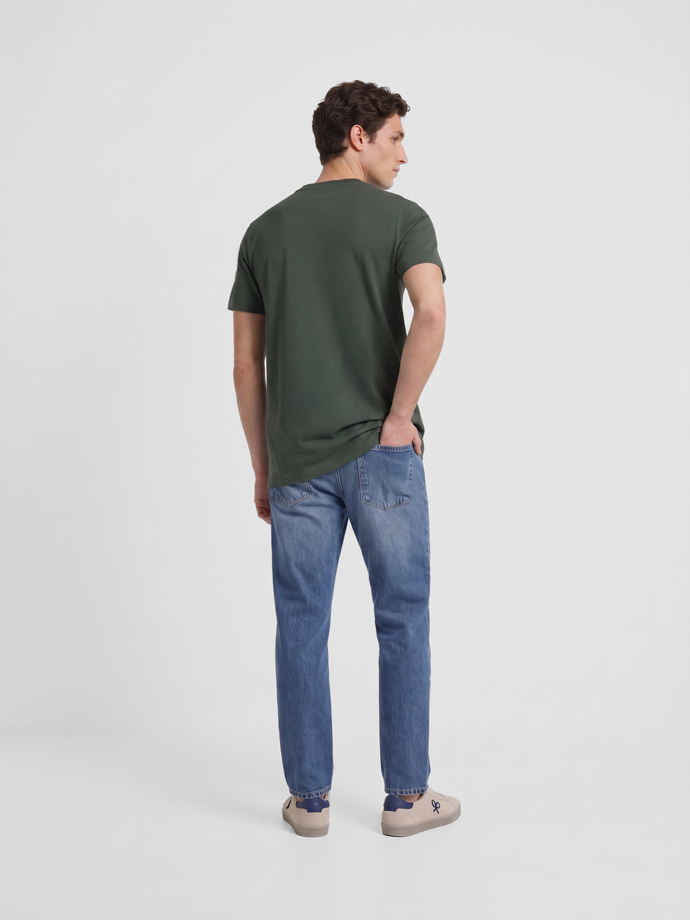 Camiseta lisa minilogo parche khaki