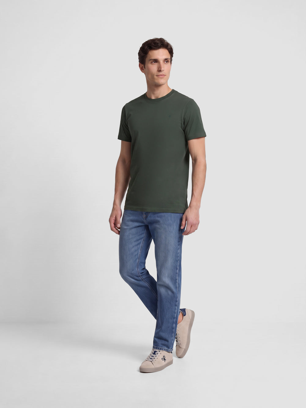 Camiseta lisa minilogo parche khaki