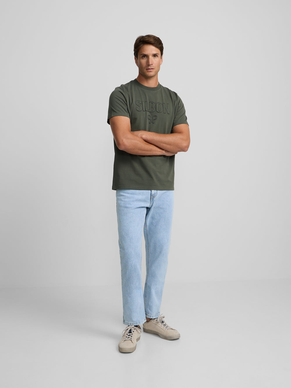 Silbon patch t-shirt in khaki tone