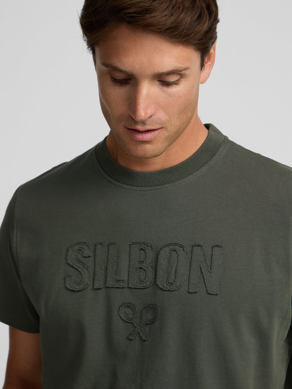 Silbon patch t-shirt in khaki tone