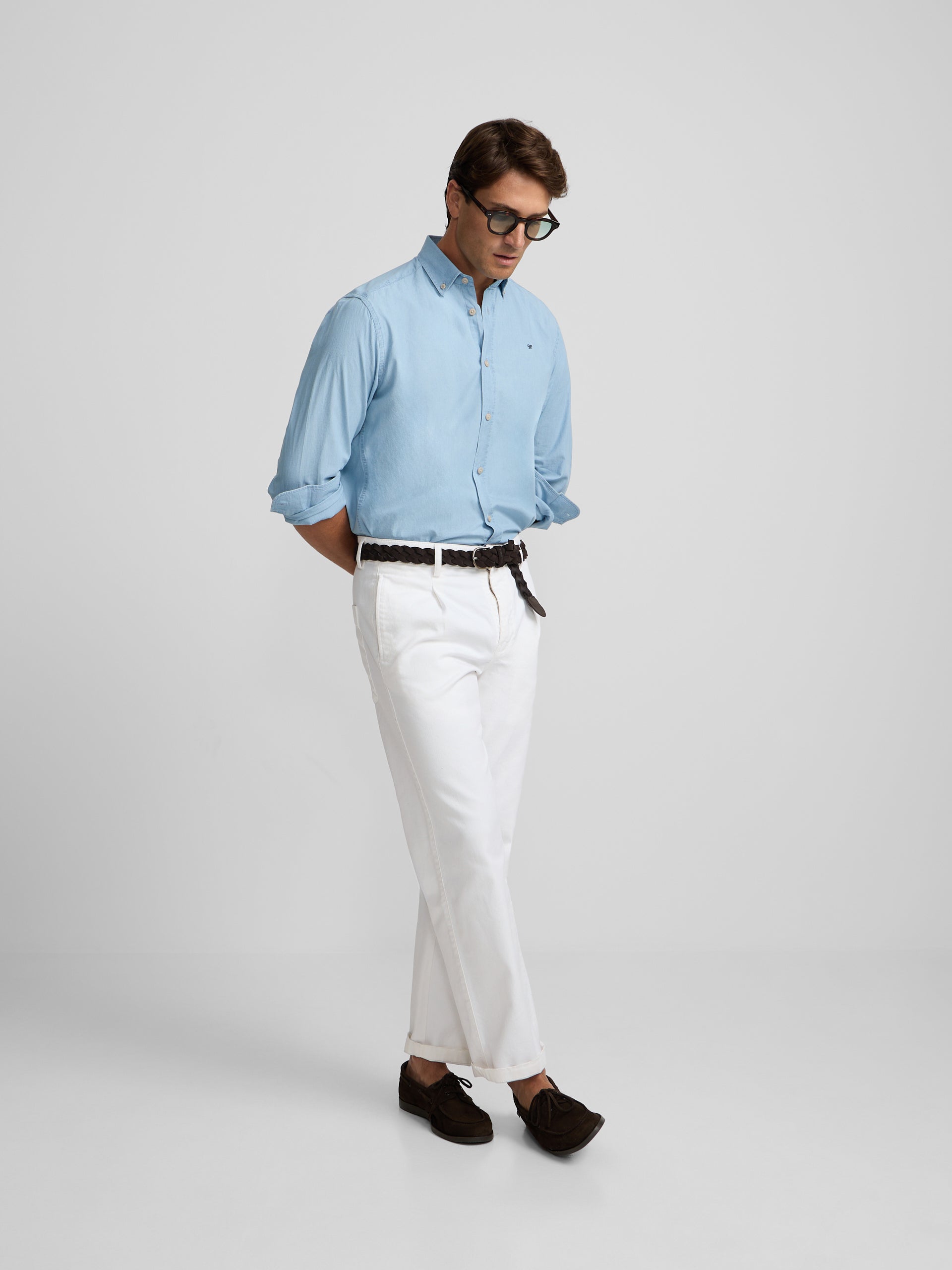 Camisa desportiva denim azul claro