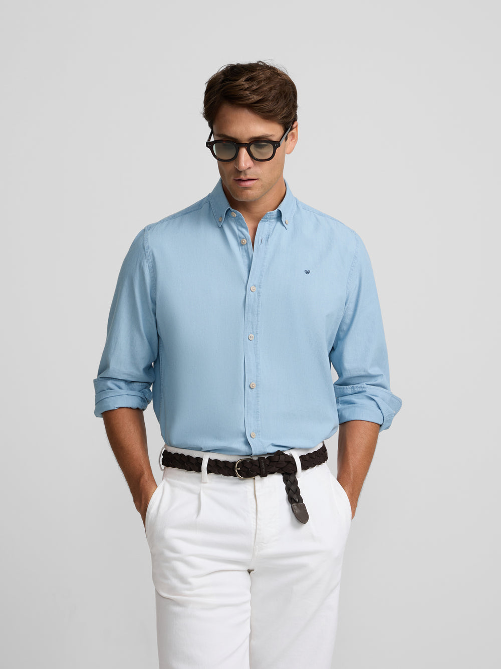 Camisa sport denim azul claro
