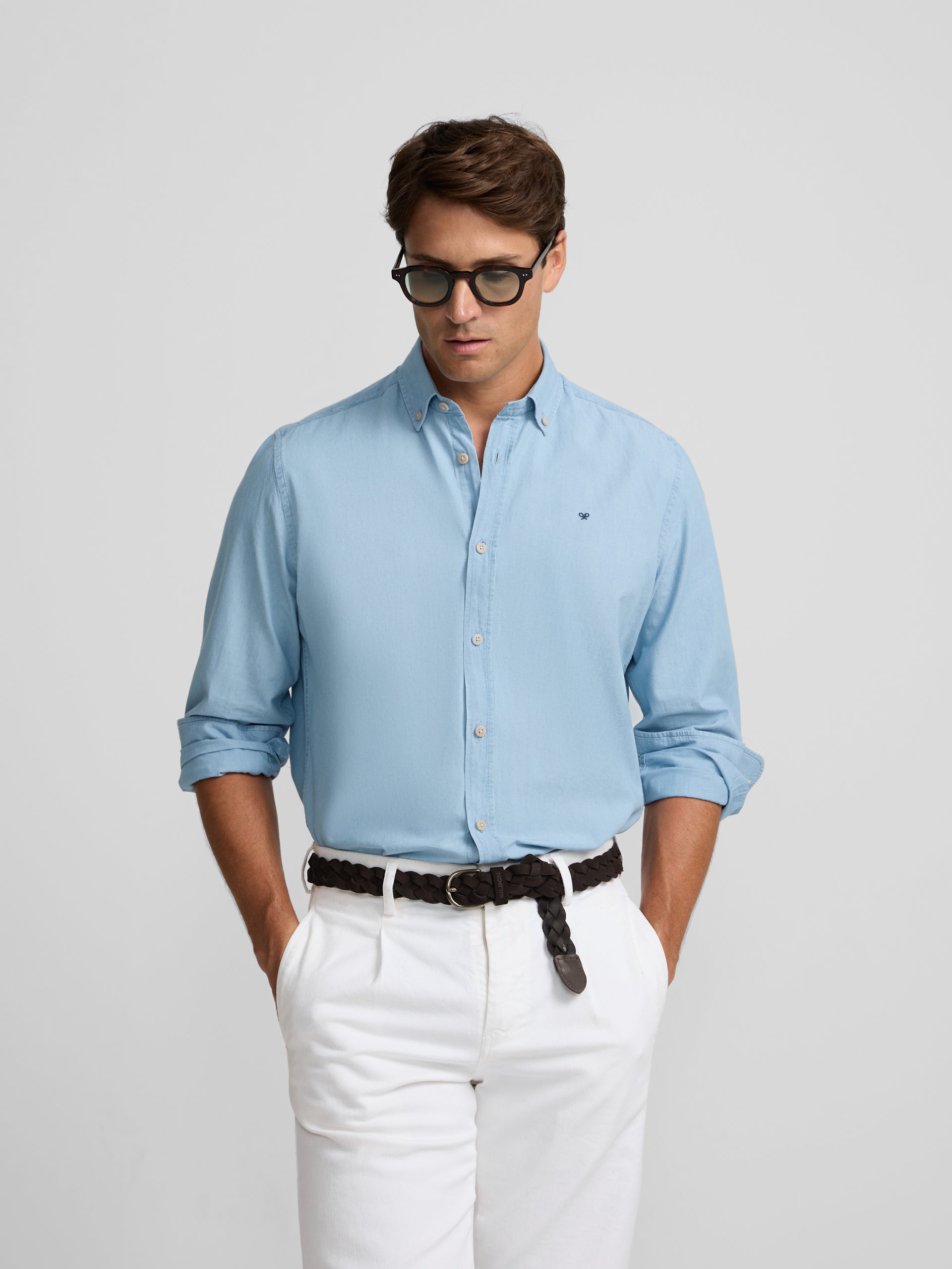 Camisa desportiva denim azul claro