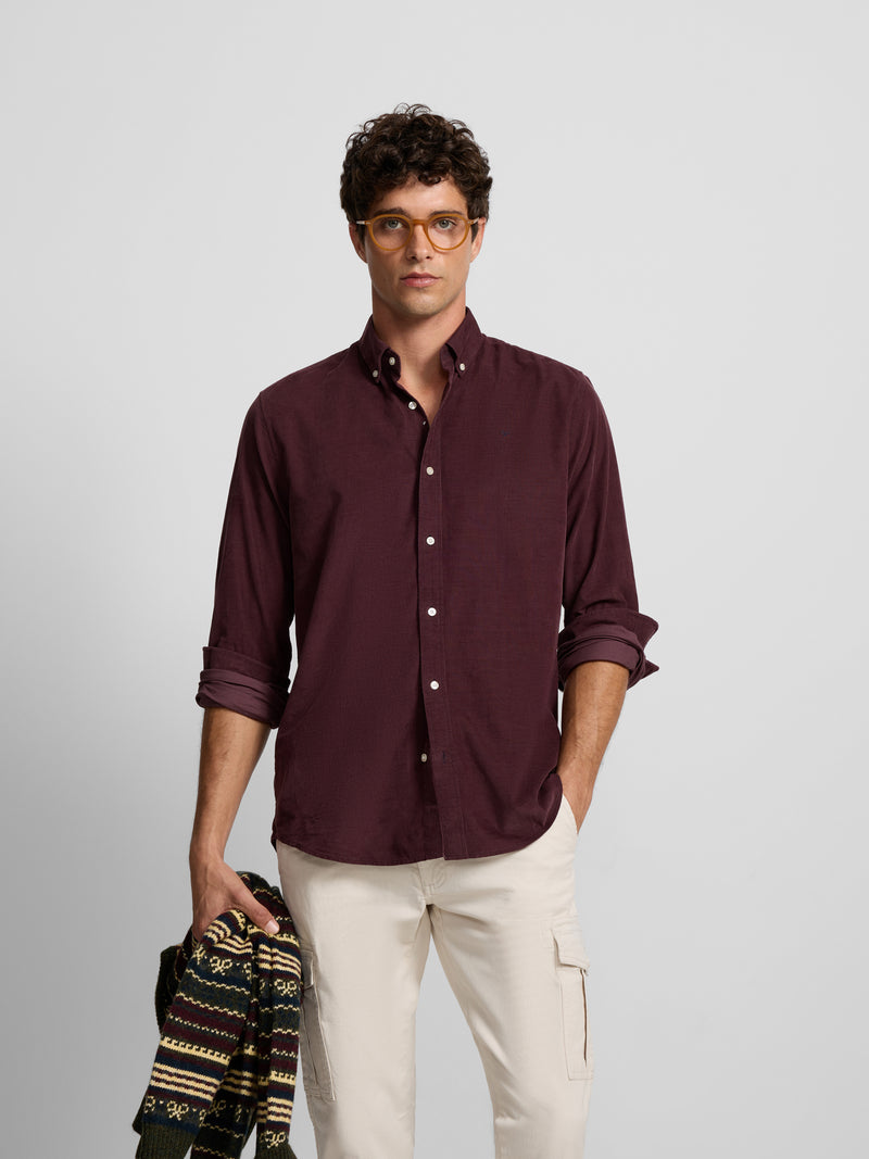Burgundy corduroy sport shirt