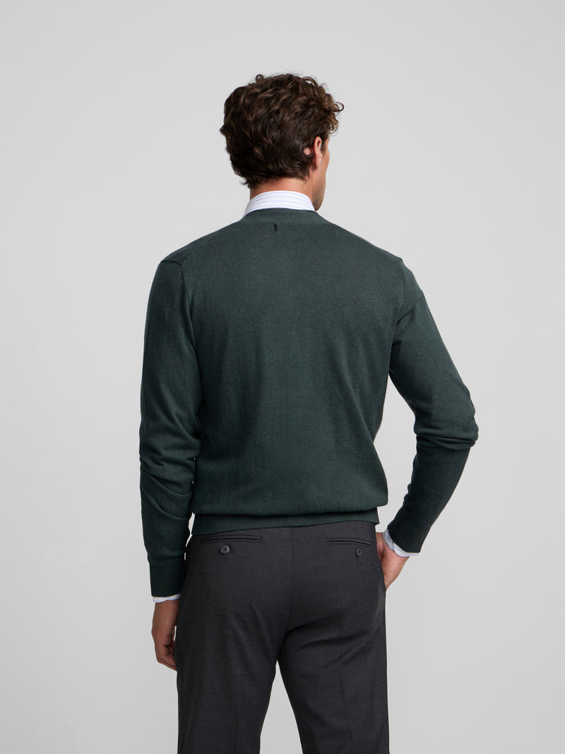 Cardigan clasico verde oscuro