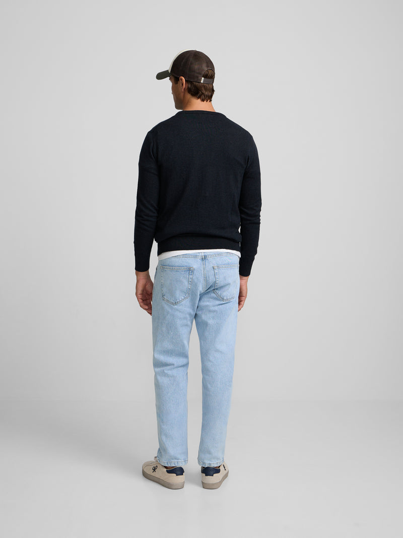 Navy blue crew neck sweater