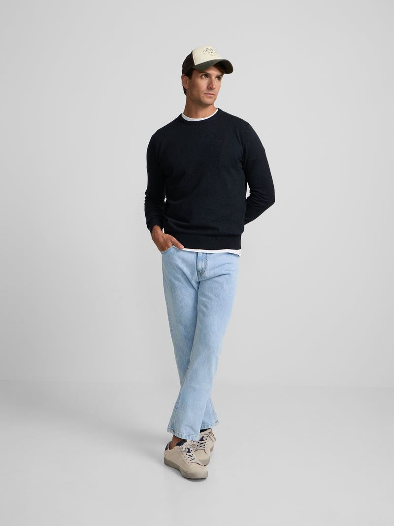 Navy blue crew neck sweater