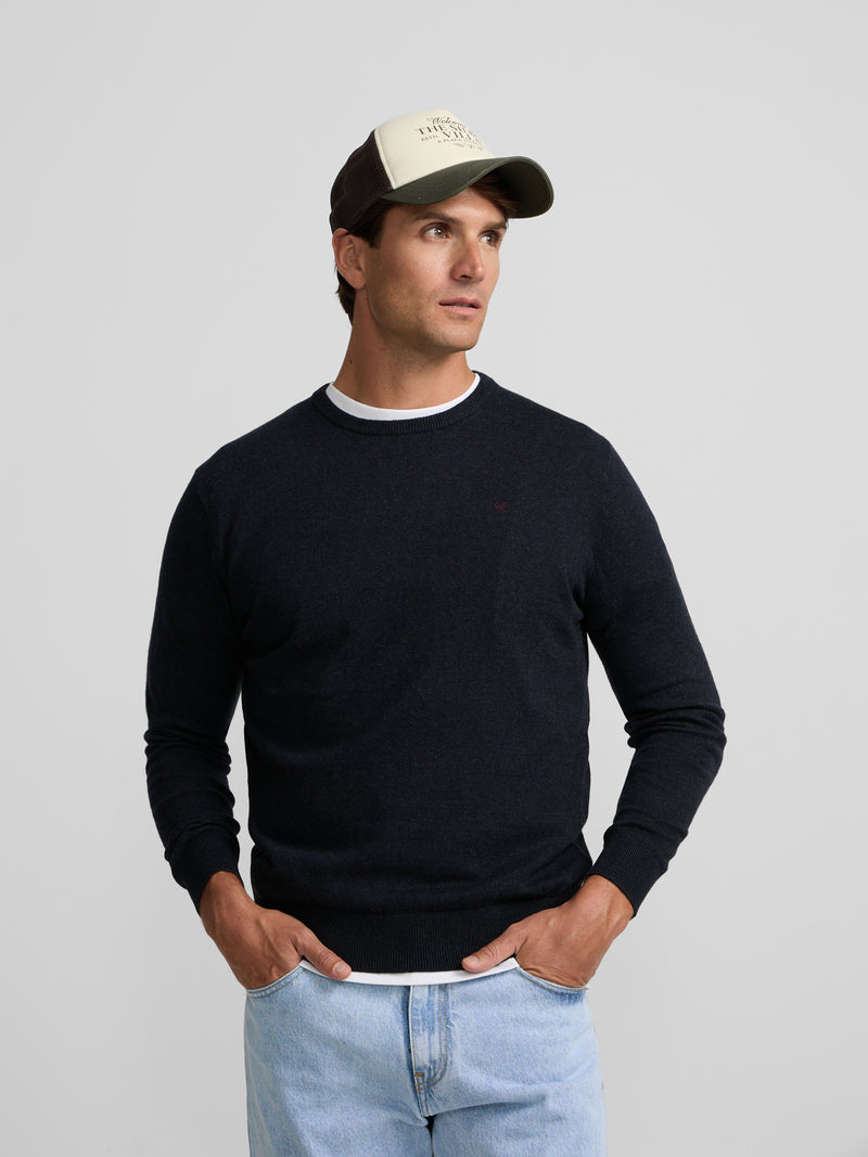 Navy blue crew neck sweater