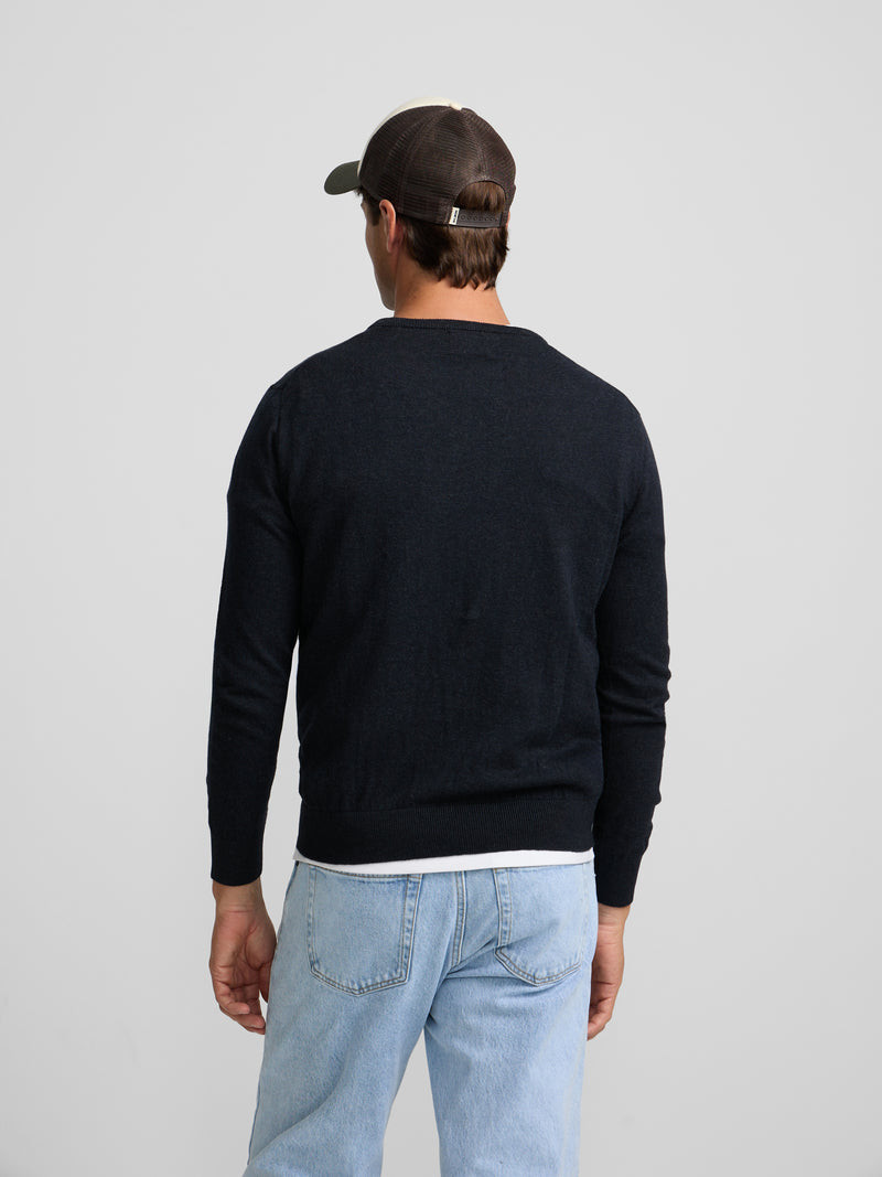 Navy blue crew neck sweater