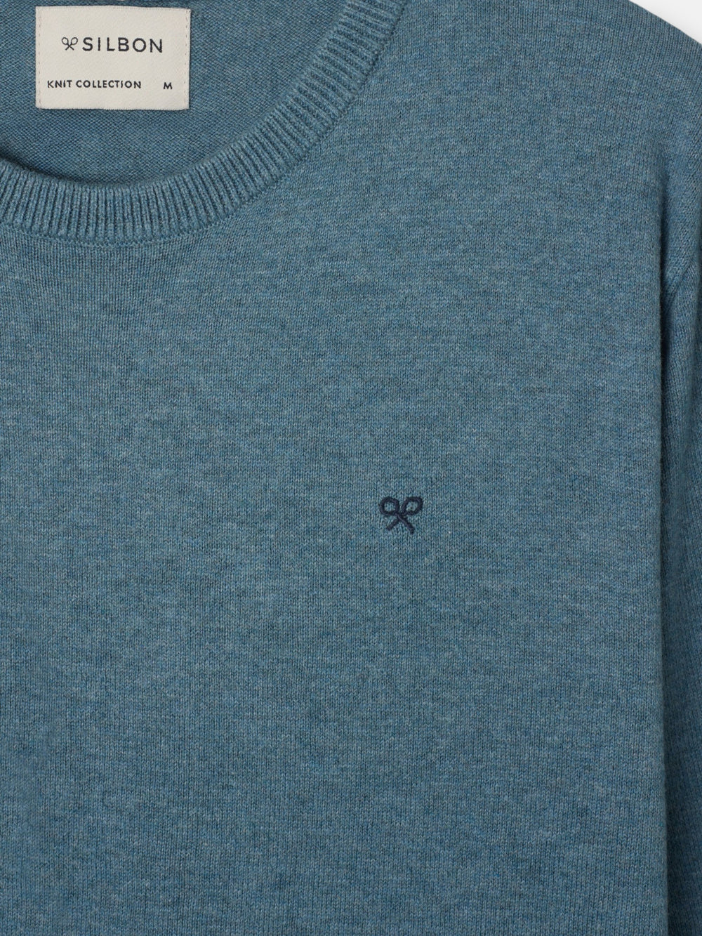 Jersey cuello redondo azul gris