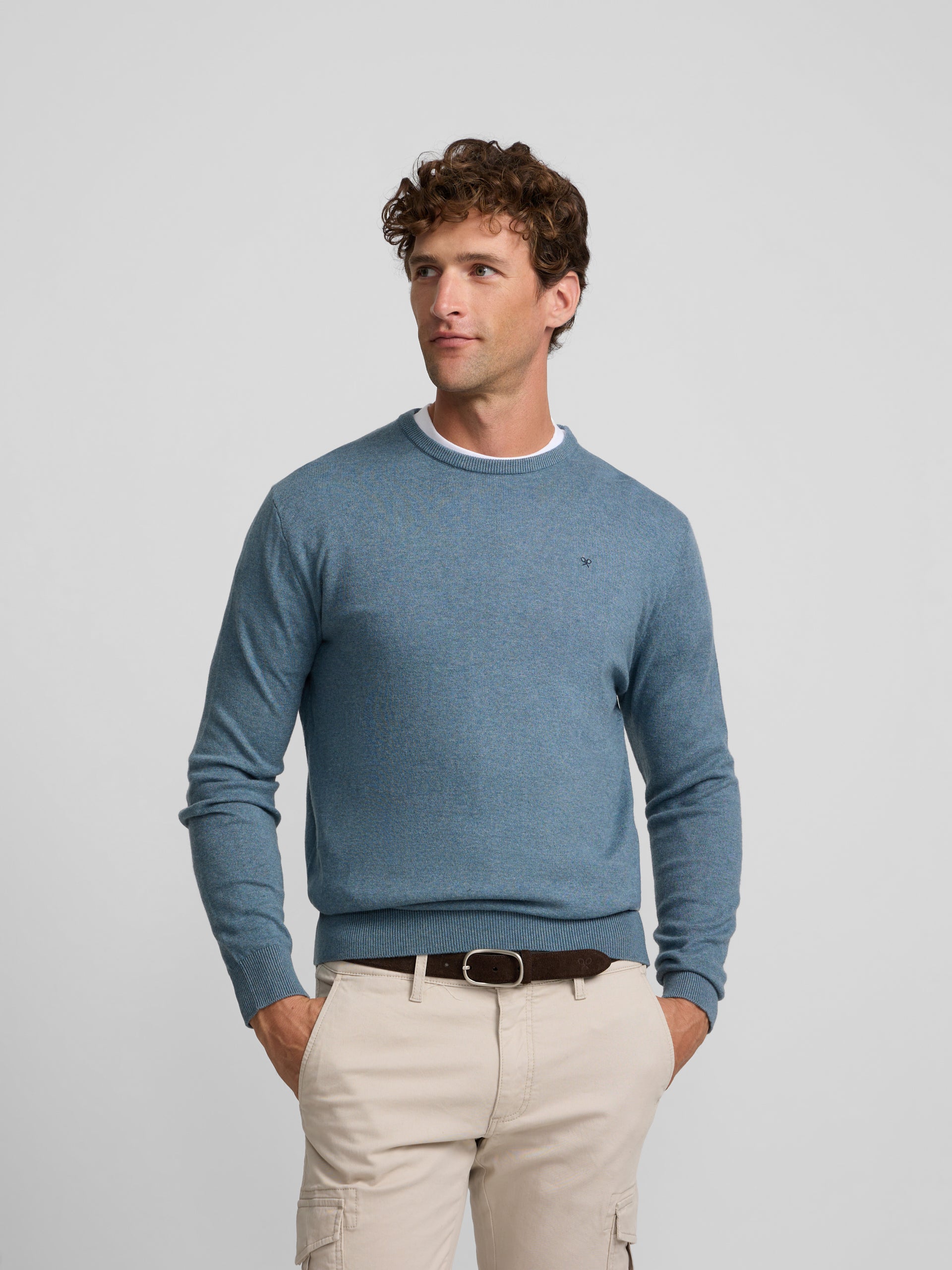 Blue-grey crew neck sweater