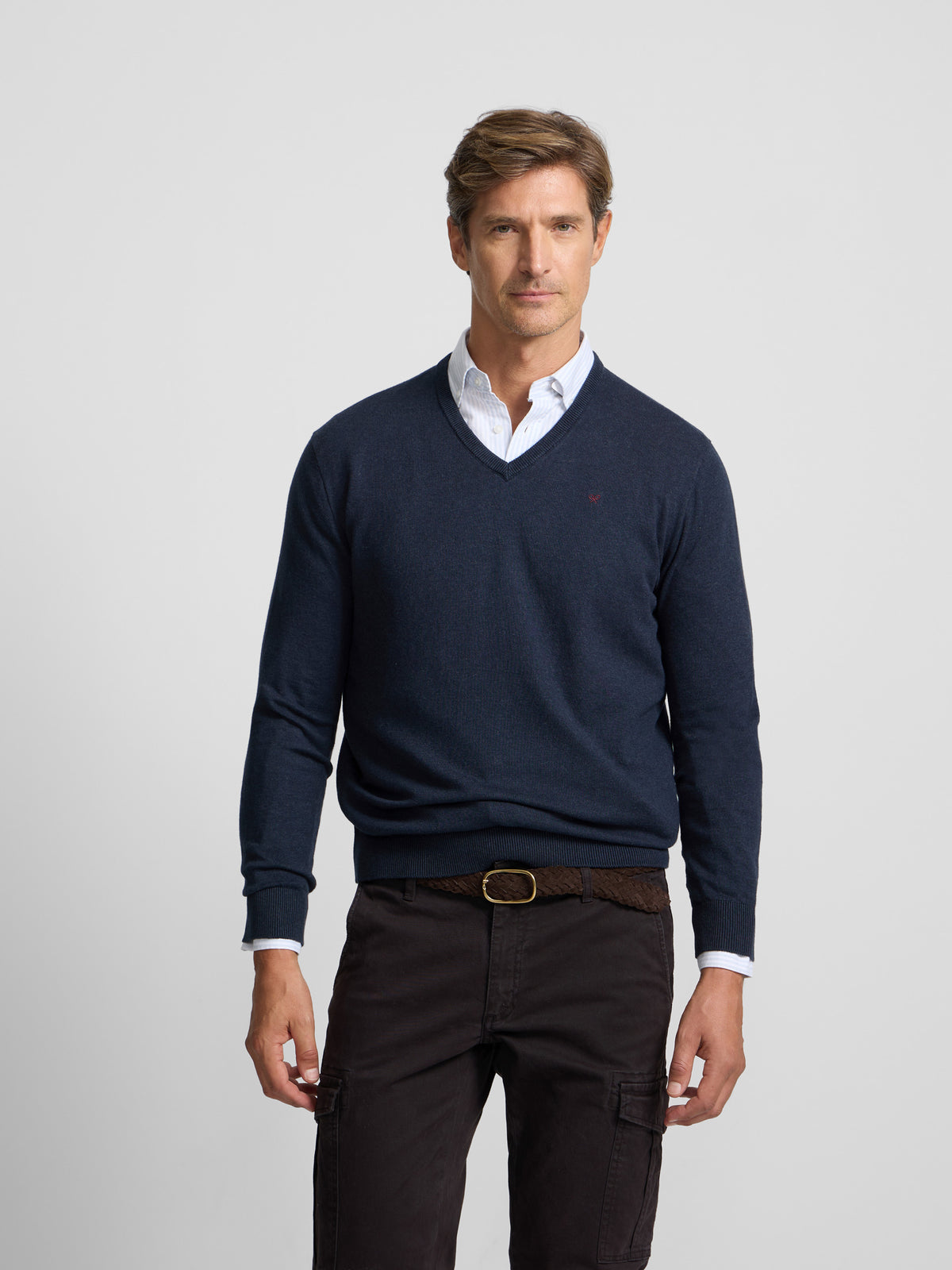 Jersey cuello pico azul marino