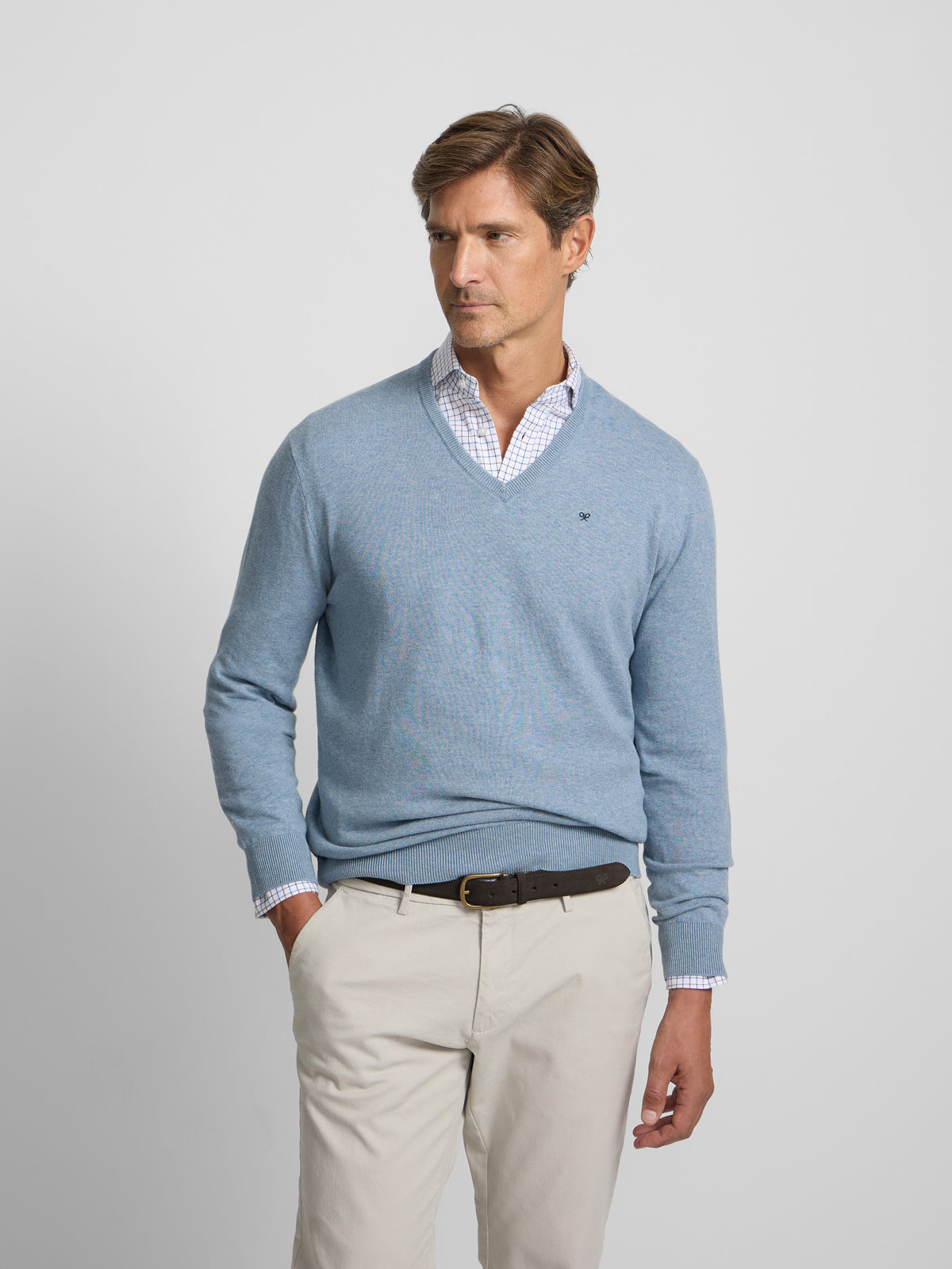 Jersey cuello pico azul
