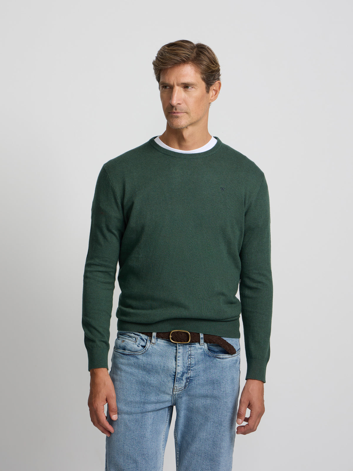 Jersey cuello redondo verde oscuro