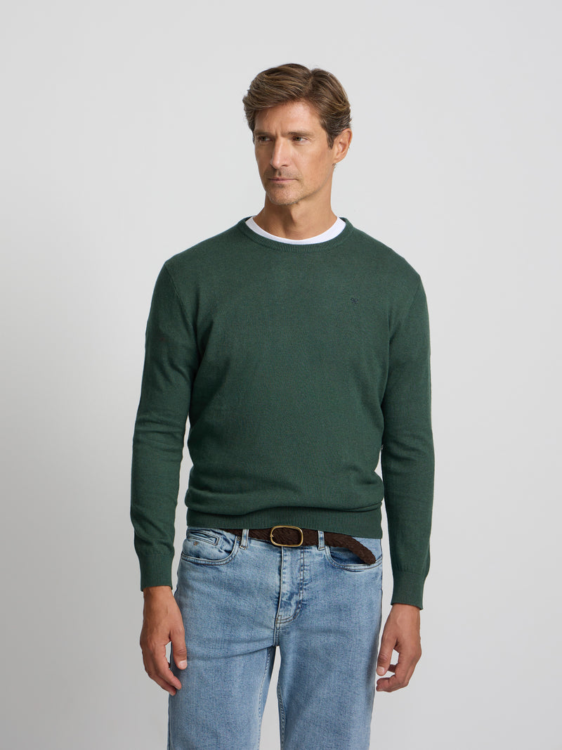 Jersey cuello redondo verde oscuro