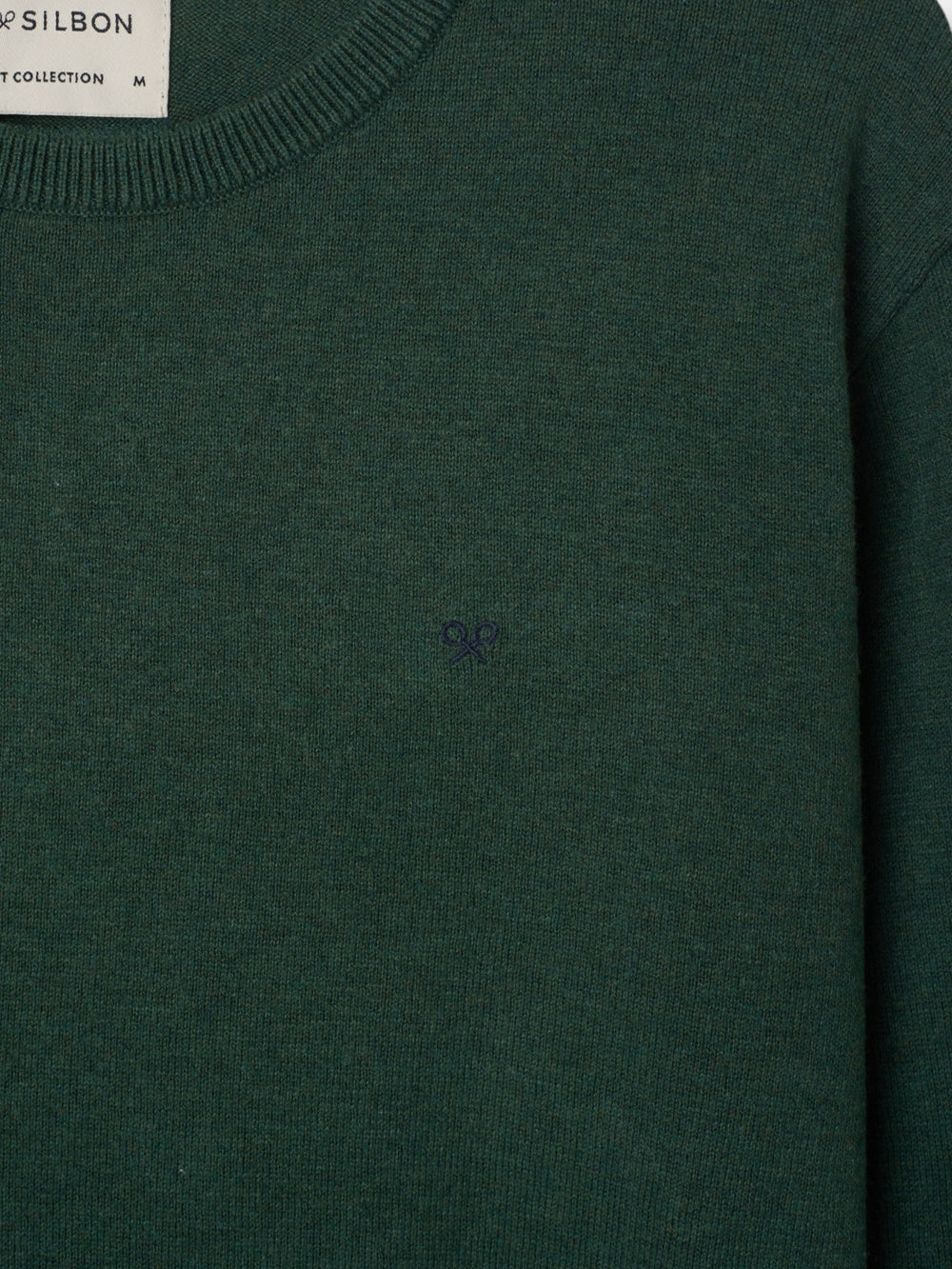 Jersey cuello redondo verde oscuro