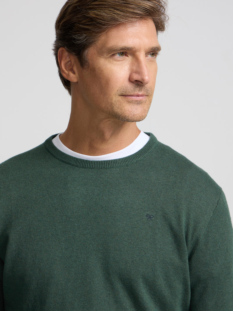 Jersey cuello redondo verde oscuro