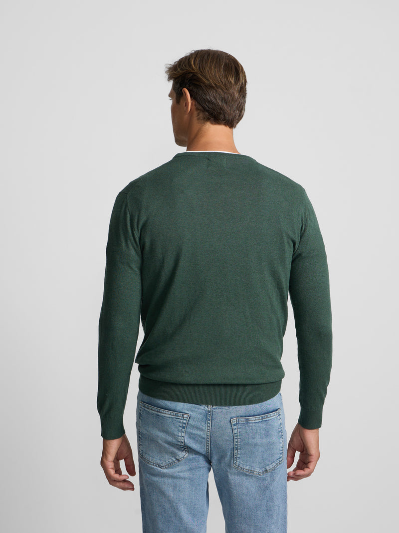 Jersey cuello redondo verde oscuro