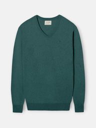 Jersey cuello pico verde petroleo