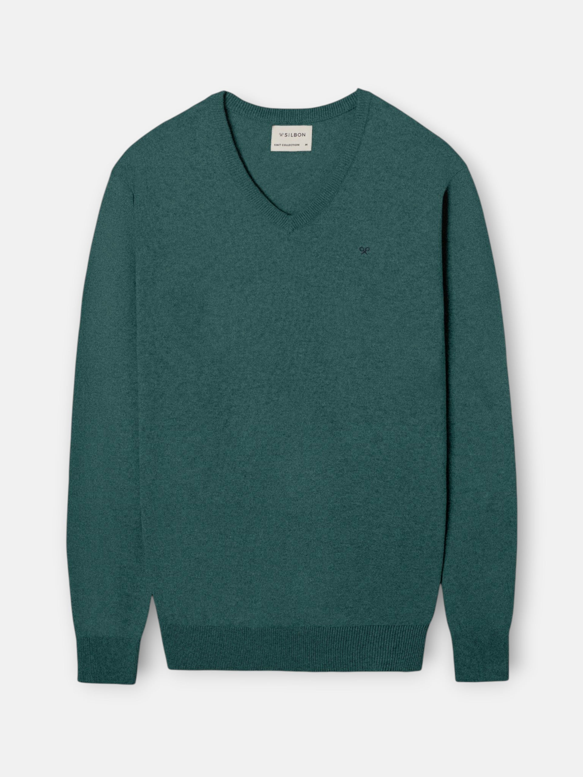 Jersey cuello pico verde petroleo