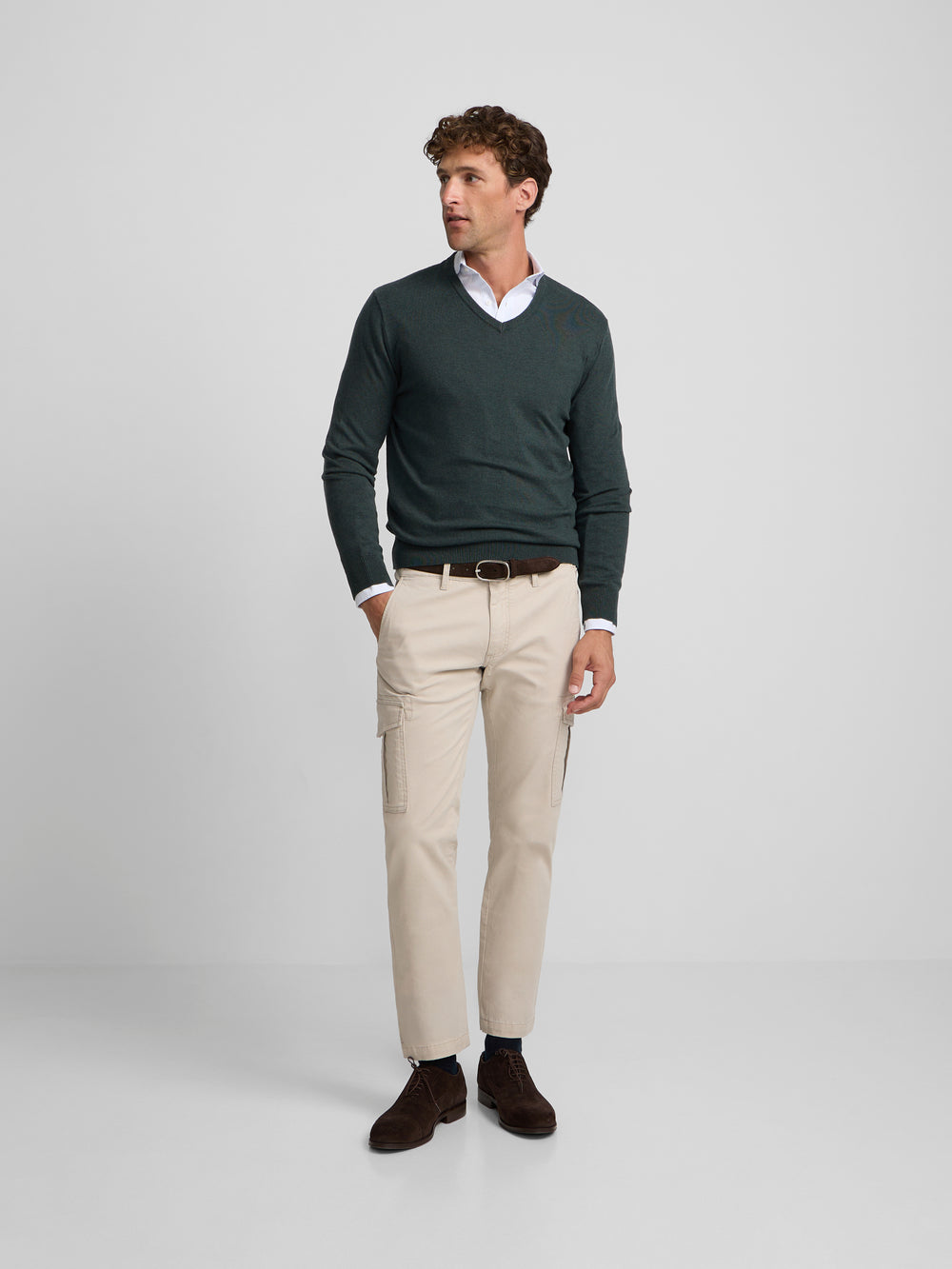 Jersey cuello pico verde