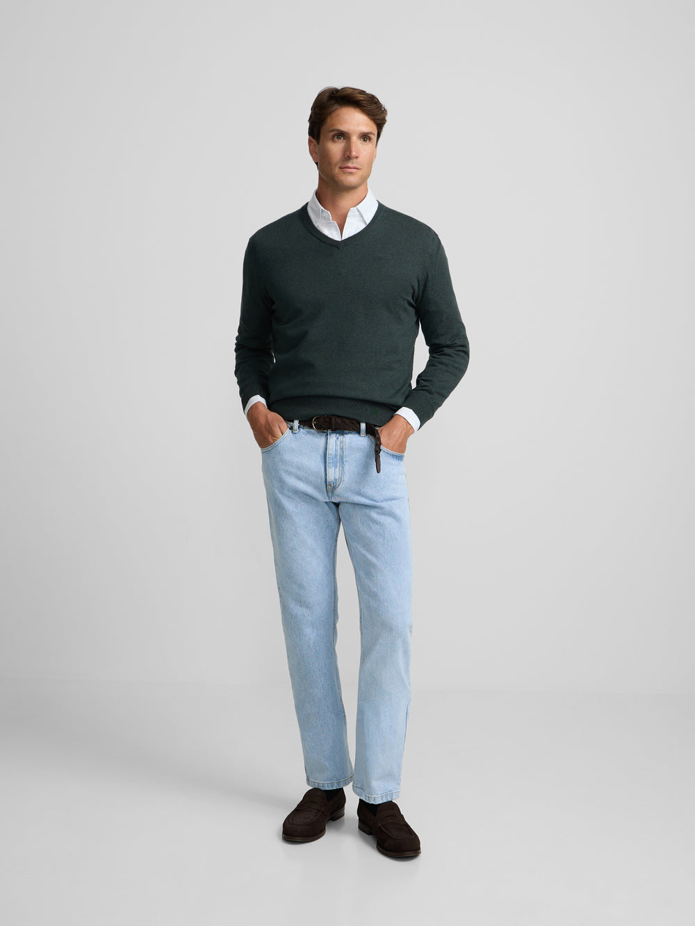 Jersey cuello pico verde