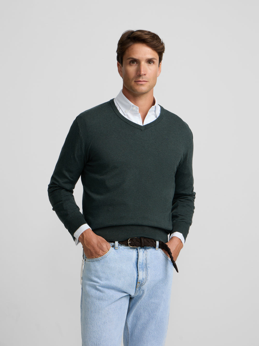 Jersey cuello pico verde