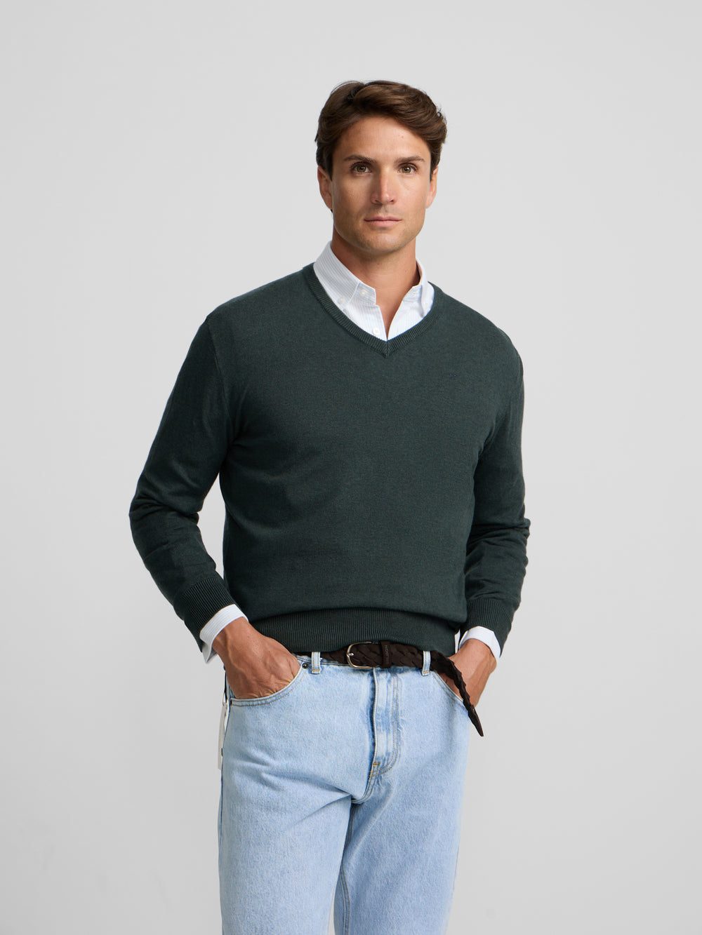 Jersey cuello pico verde