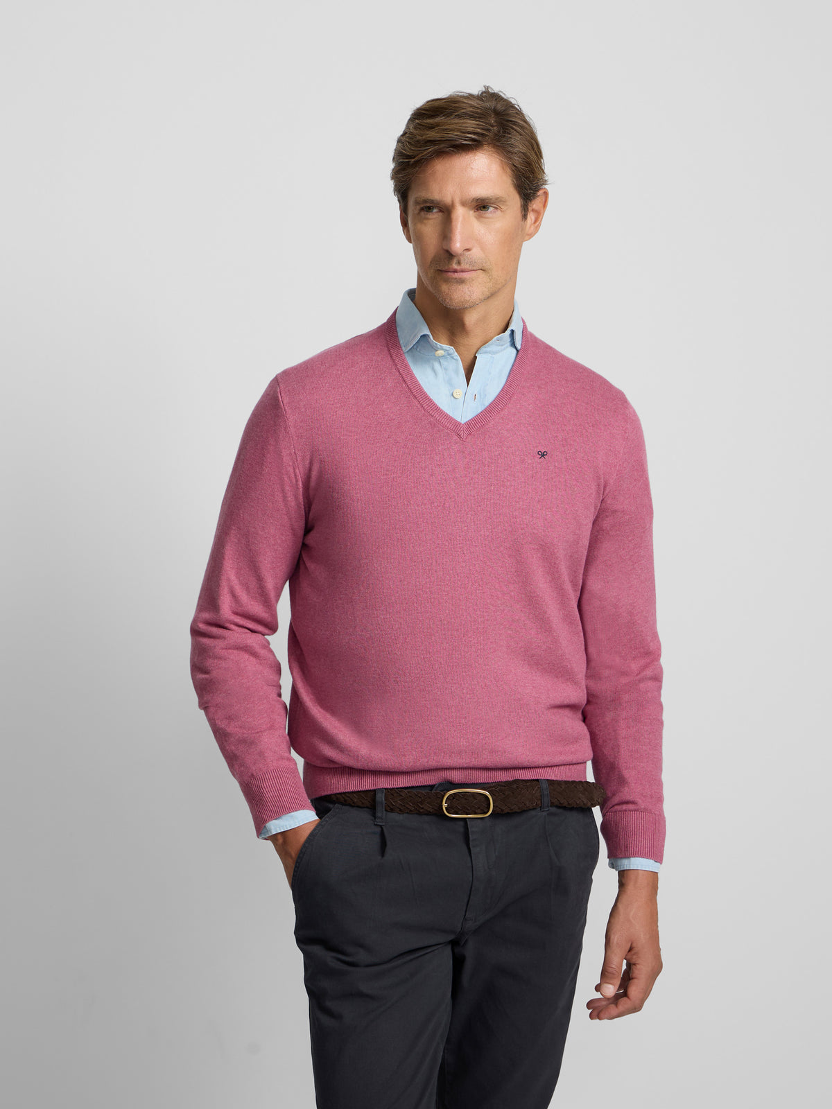 Jersey cuello pico coral medio