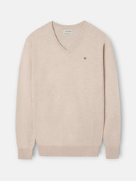Jersey cuello pico beige