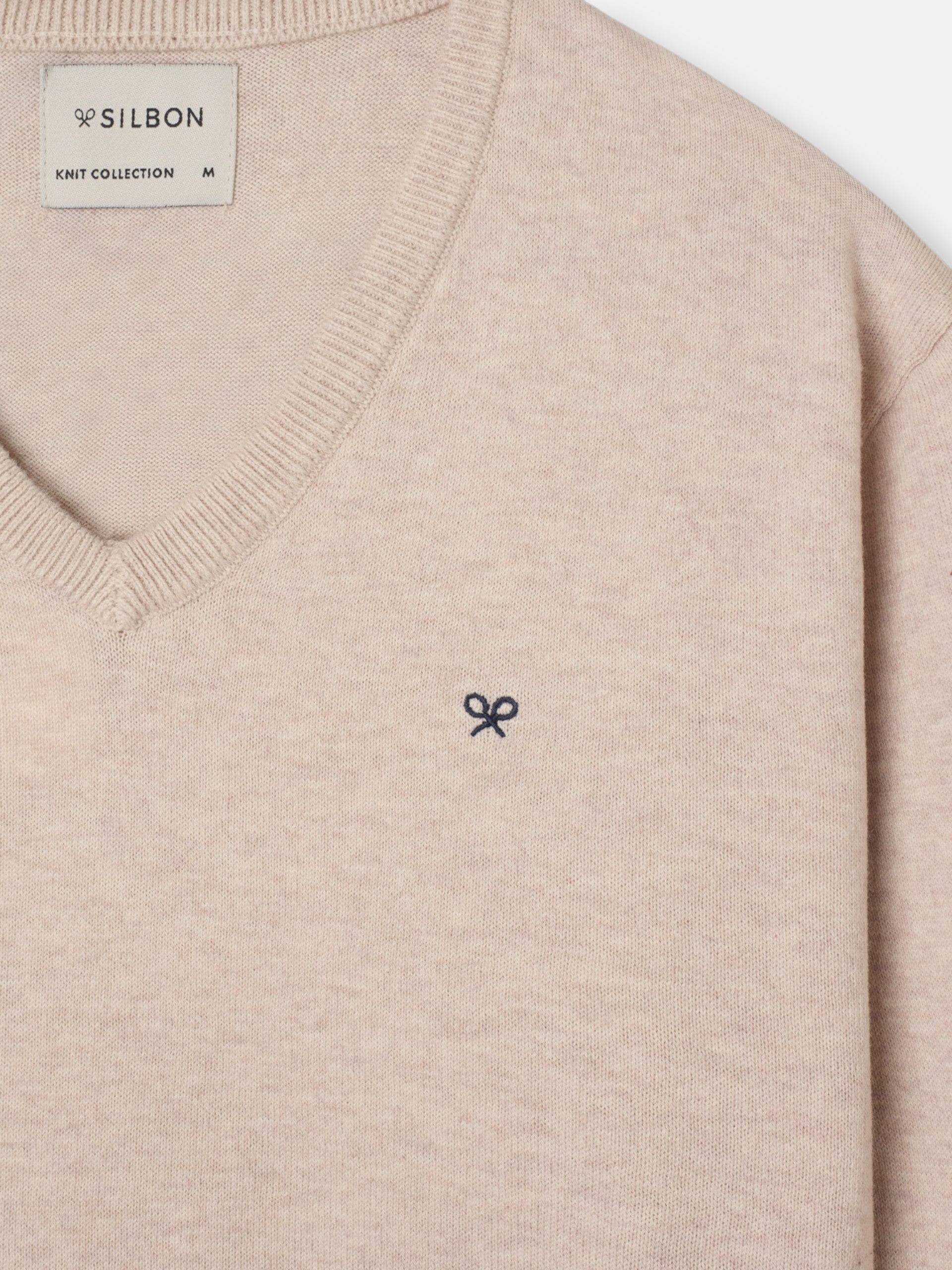 Jersey cuello pico beige