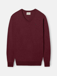 Jersey cuello pico burdeos