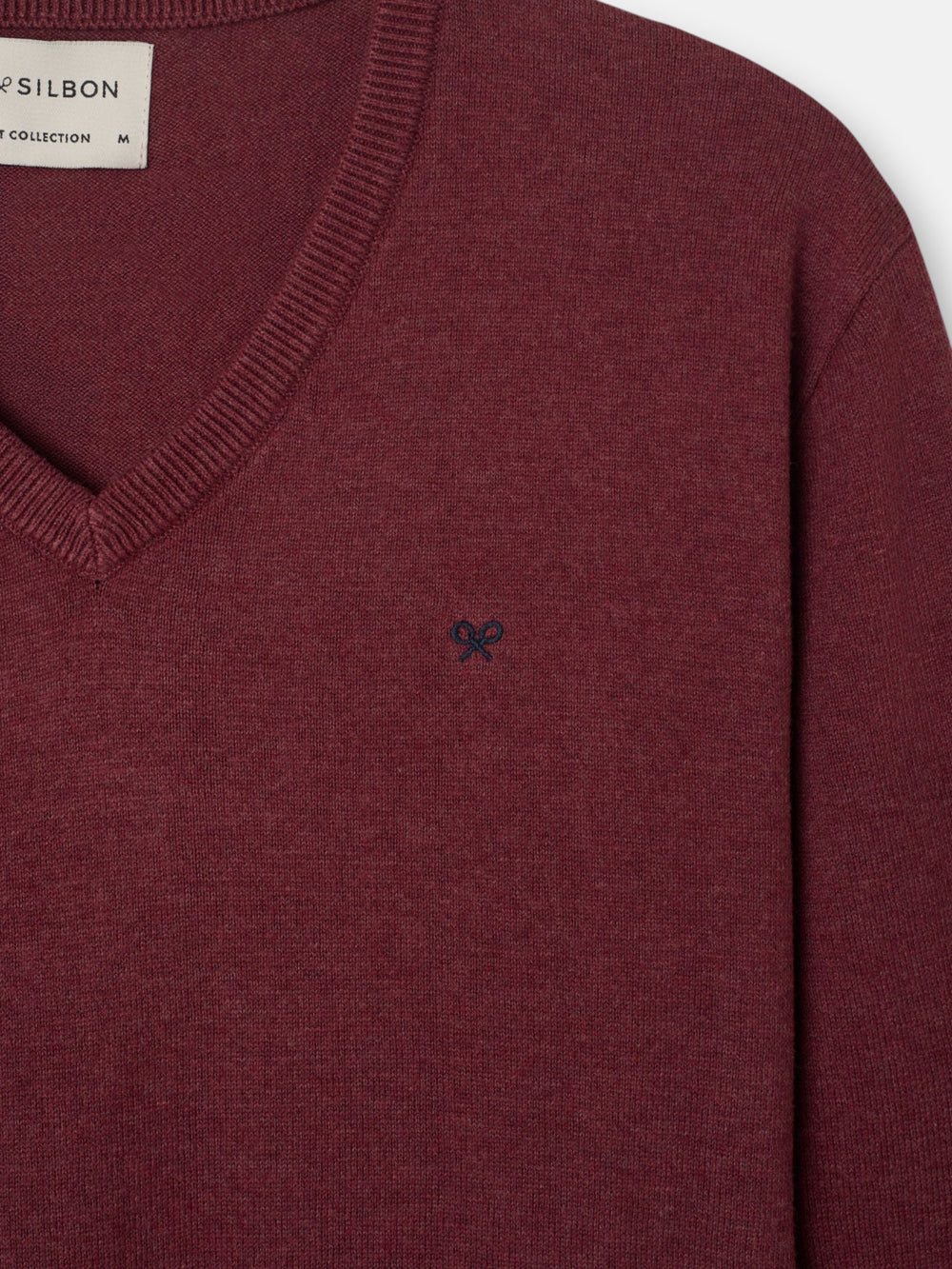 Jersey cuello pico burdeos