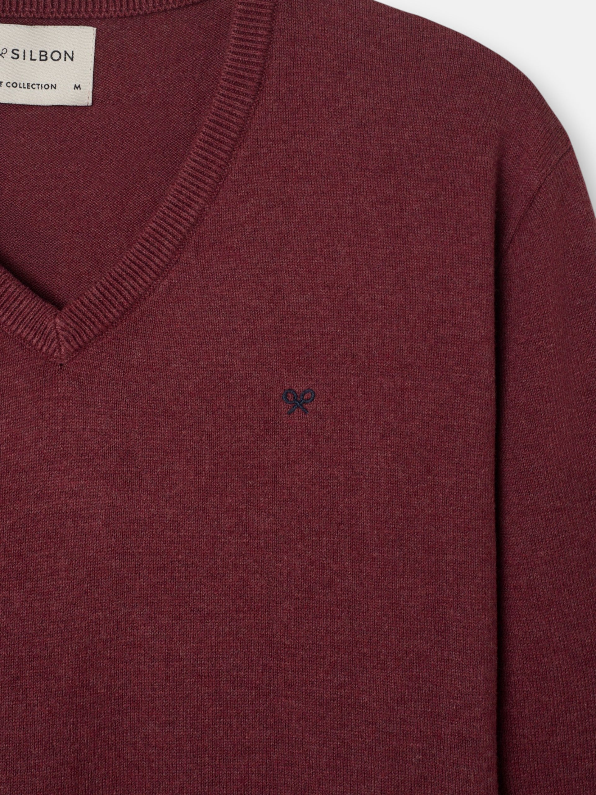 Jersey cuello pico burdeos