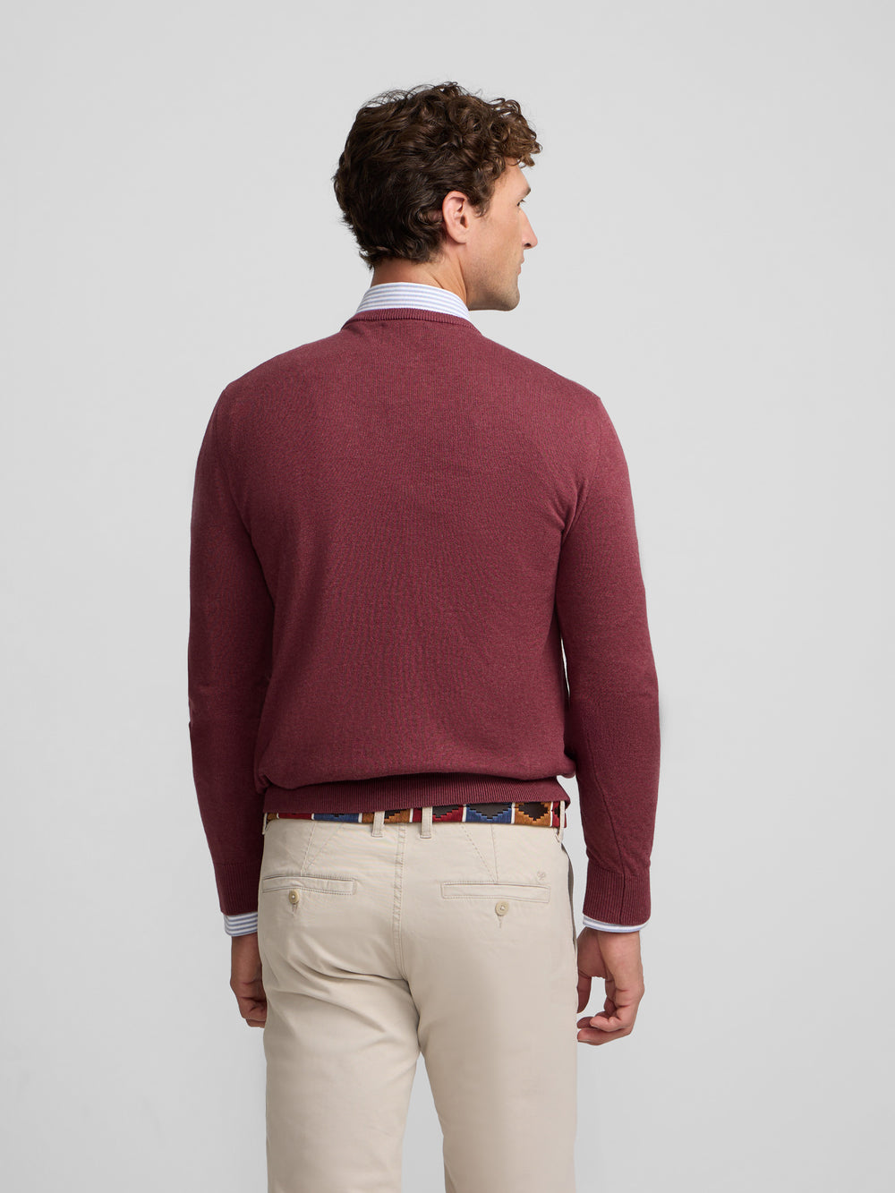Jersey cuello pico burdeos