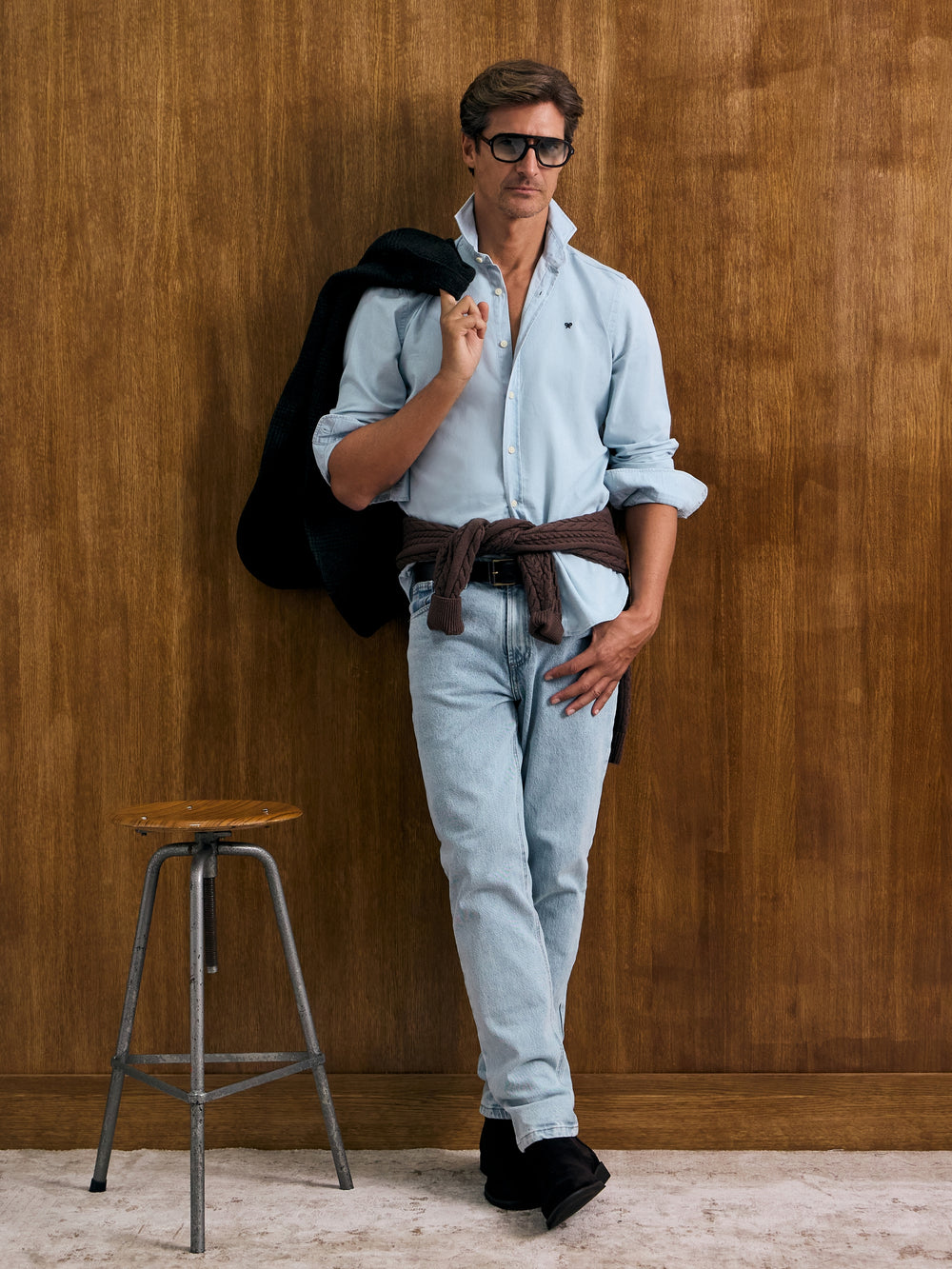 Light blue denim sport trousers