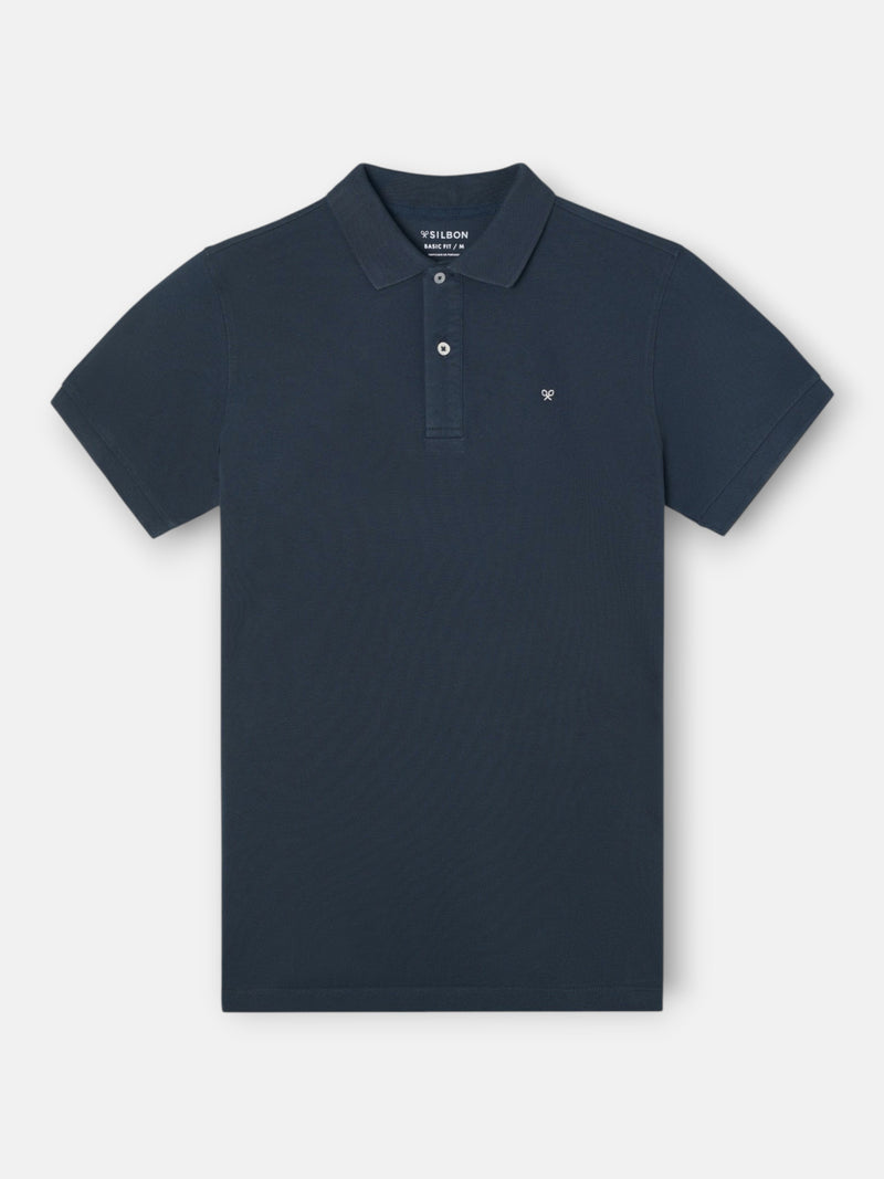 Polo de manga curta índigo