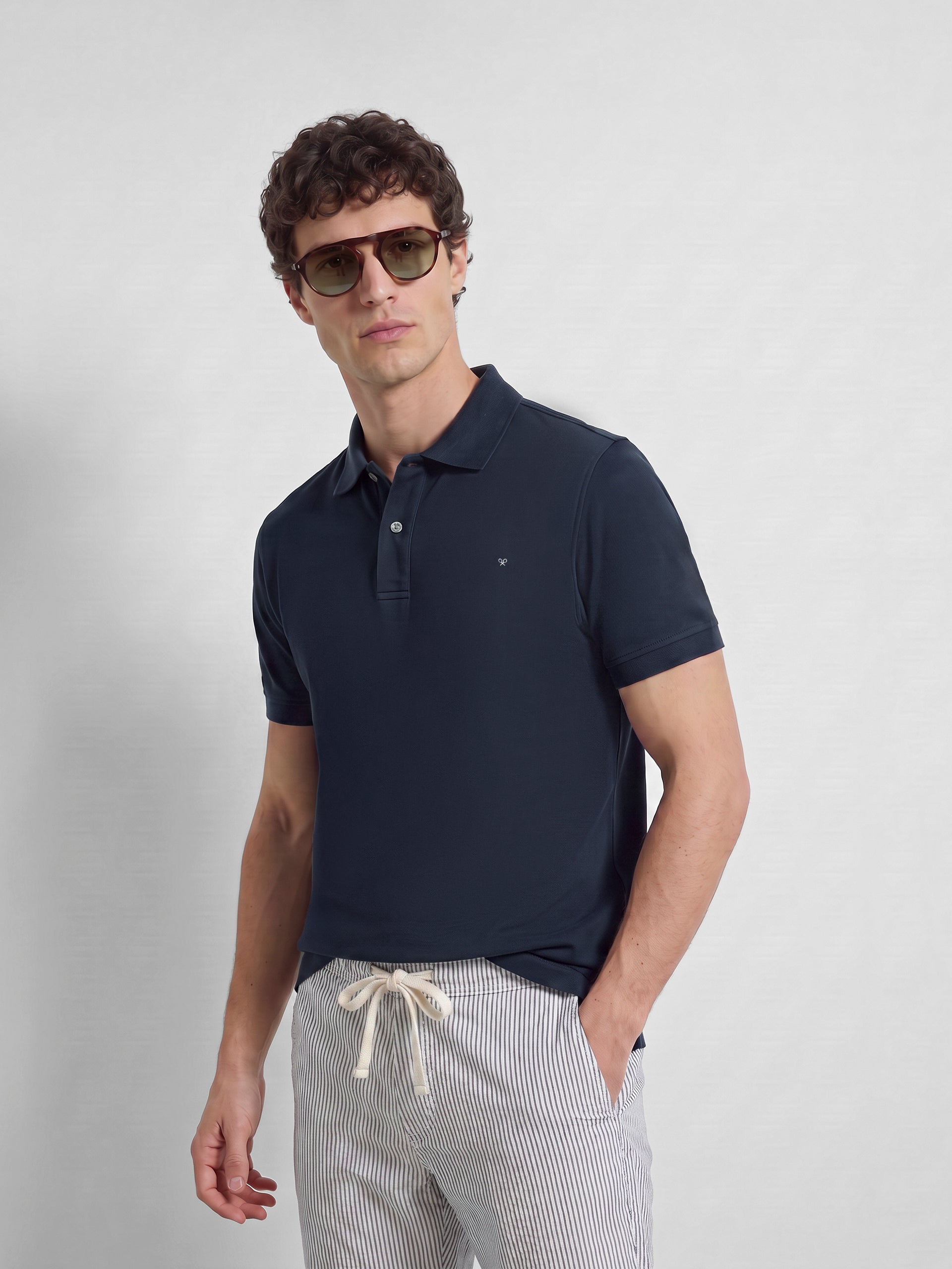 Polo manga corta indigo