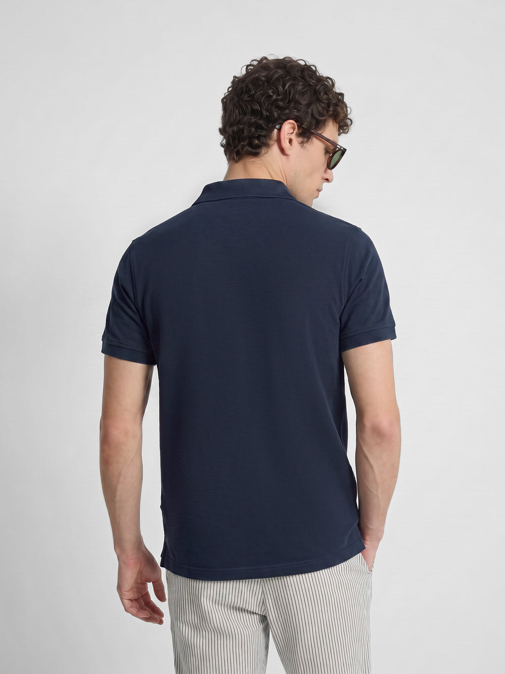 Short sleeve indigo polo