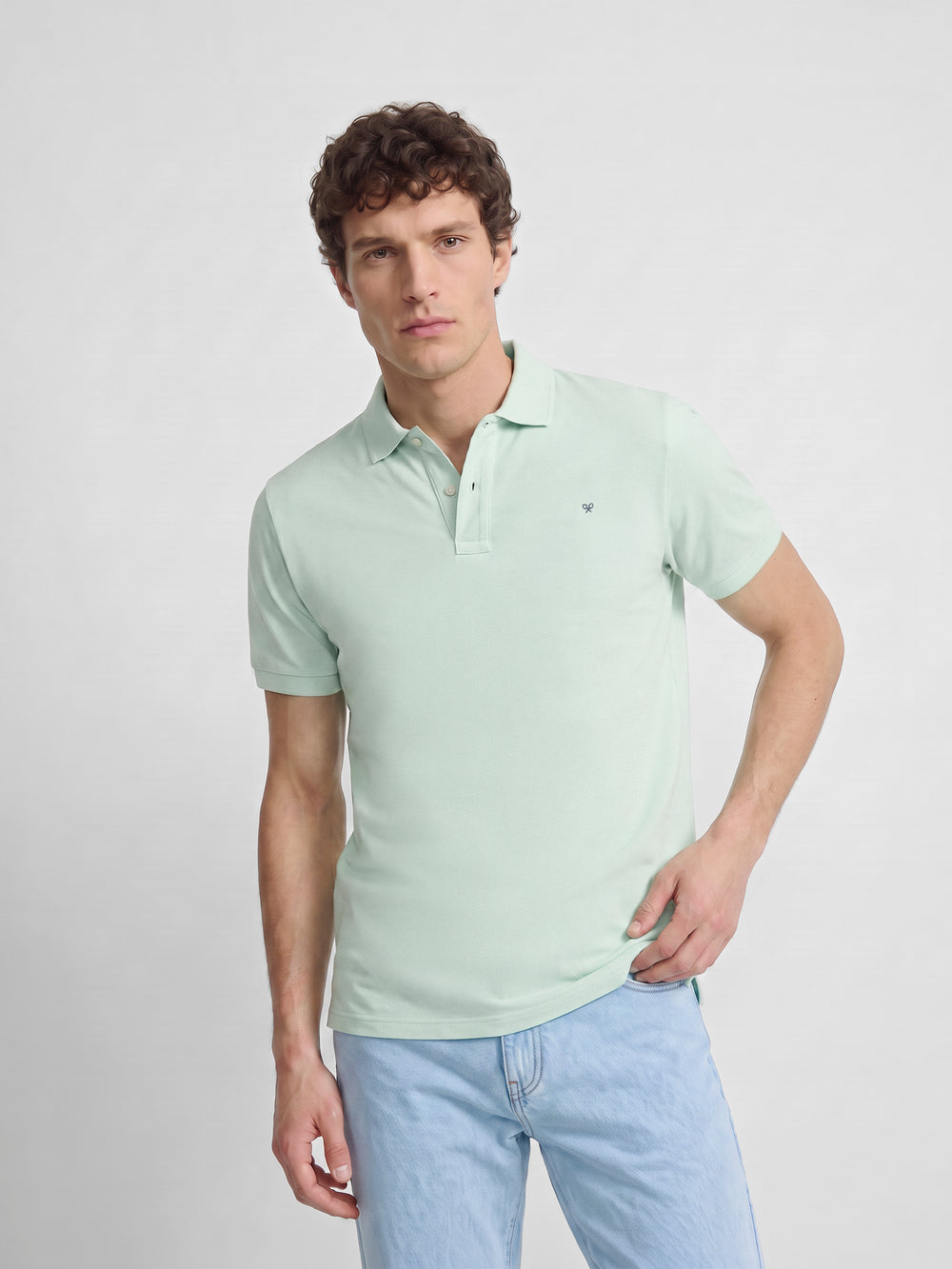 Light green short-sleeved polo