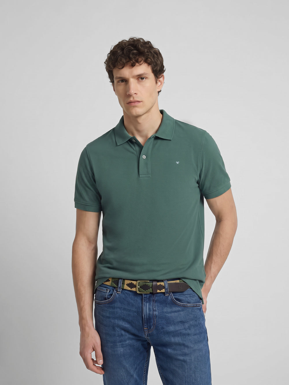 Dark green short-sleeved polo