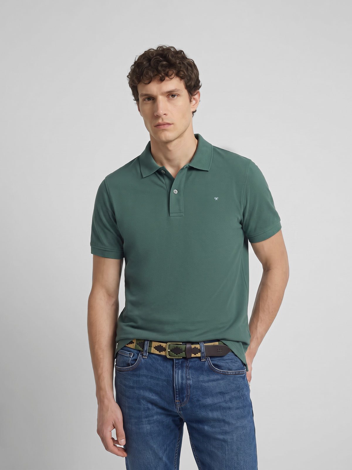 Polo de manga curta verde escuro
