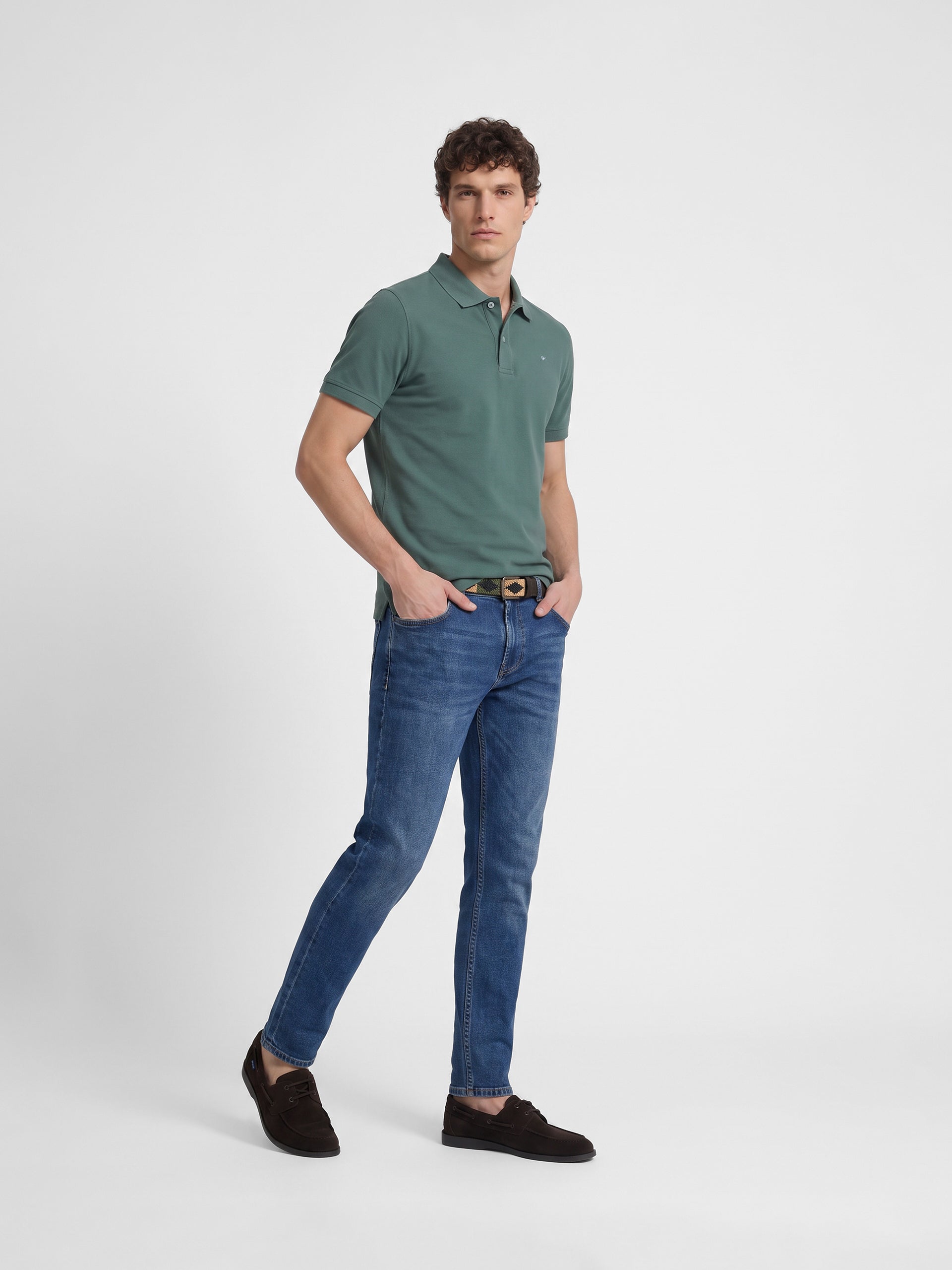 Dark green short-sleeved polo