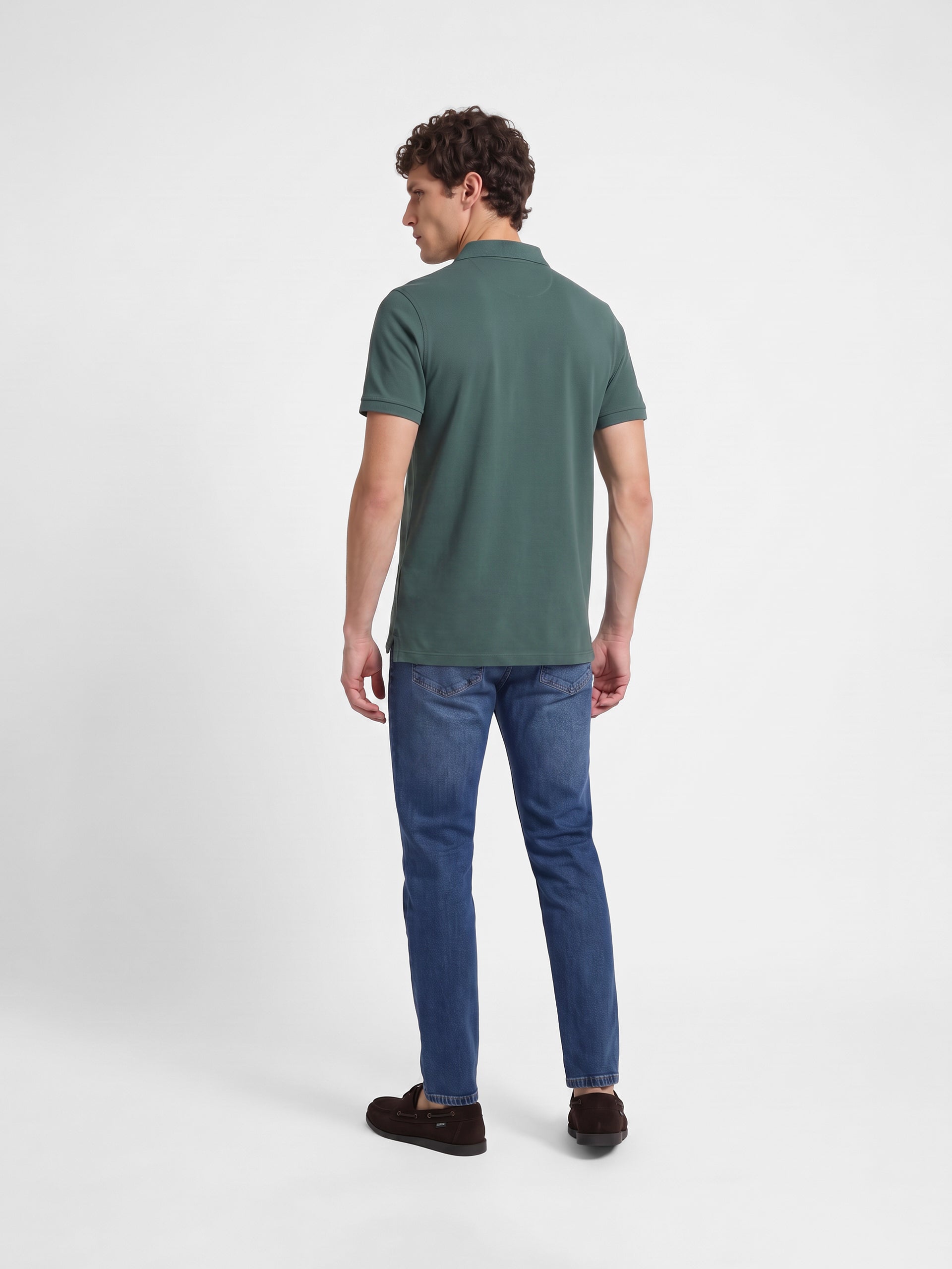 Dark green short-sleeved polo